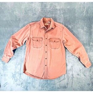 Covington Mens Long Sleeve Button-Front Shirt MED Pink Cotton 2 Pocket Vintage